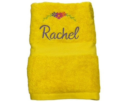 Embroidered Towel with name and floral swag
