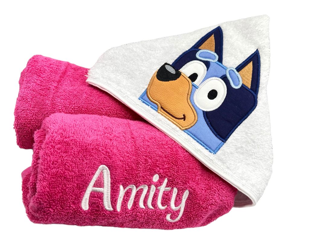 Kids' Hooded Towel with Aussie Blue Heeler Dog
