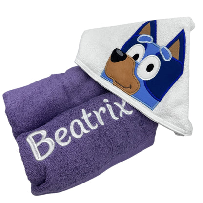 Kids' Hooded Towel with Aussie Blue Heeler Dog