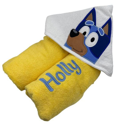 Kids' Hooded Towel with Aussie Blue Heeler Dog