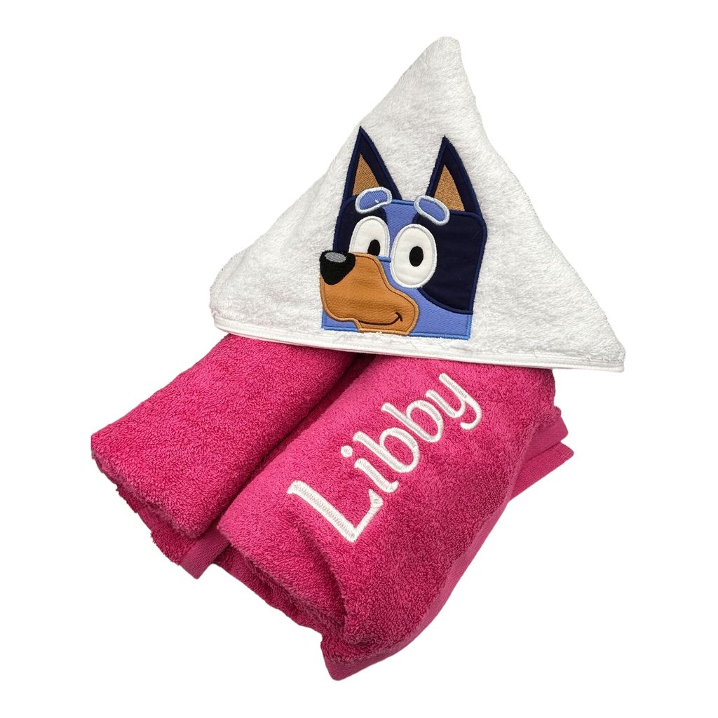 Kids' Hooded Towel with Aussie Blue Heeler Dog