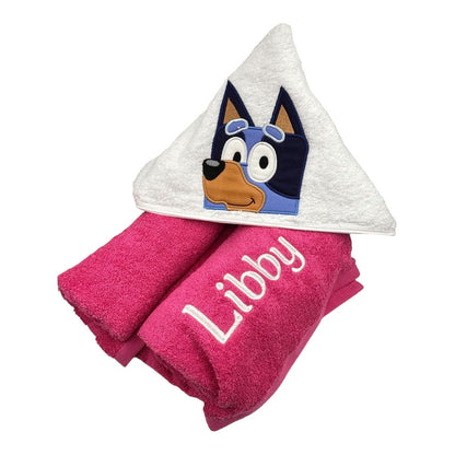 Kids' Hooded Towel with Aussie Blue Heeler Dog