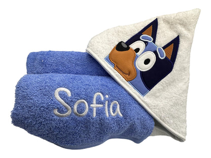 Kids' Hooded Towel with Aussie Blue Heeler Dog