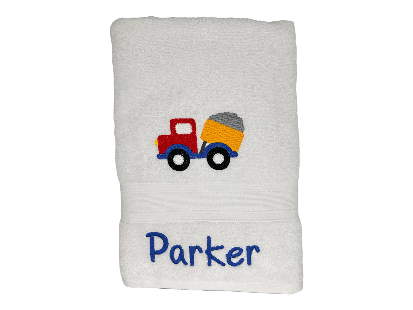 Embroidered Towel with DUMP TRUCK
