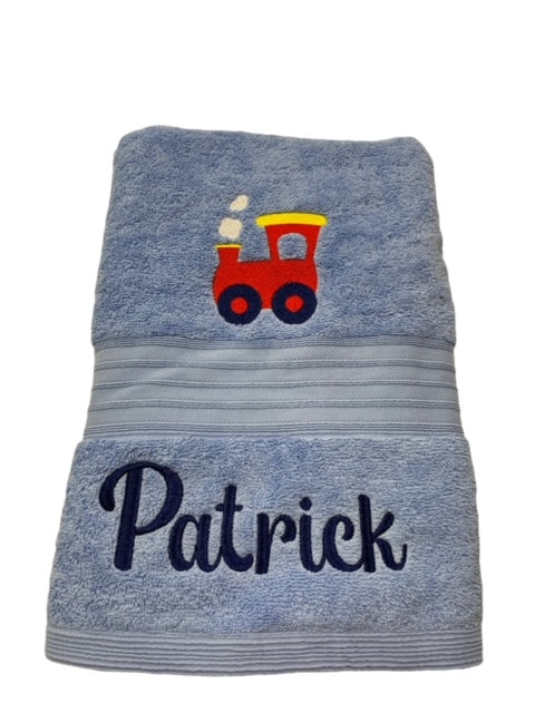 Embroidered Towel with TRAIN