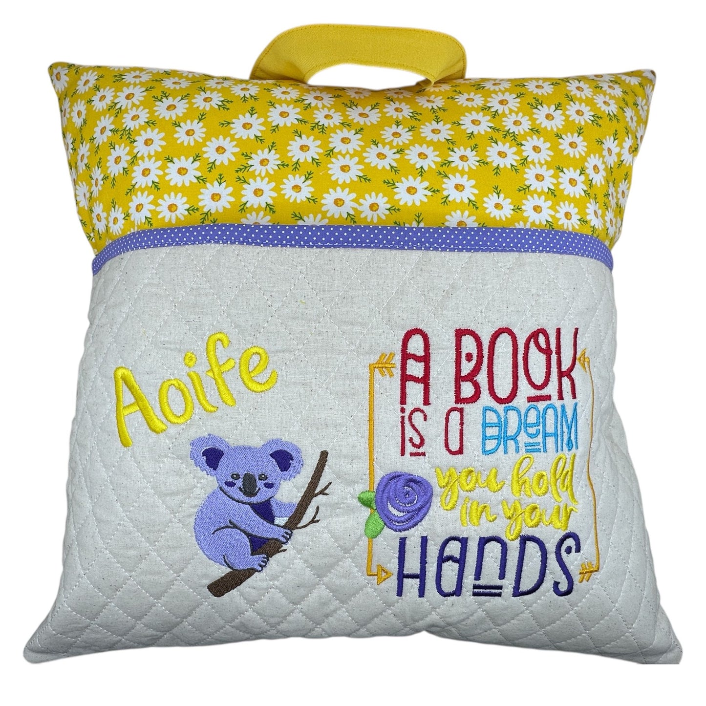 Reading Pillow with book pocket (includes cushion insert)