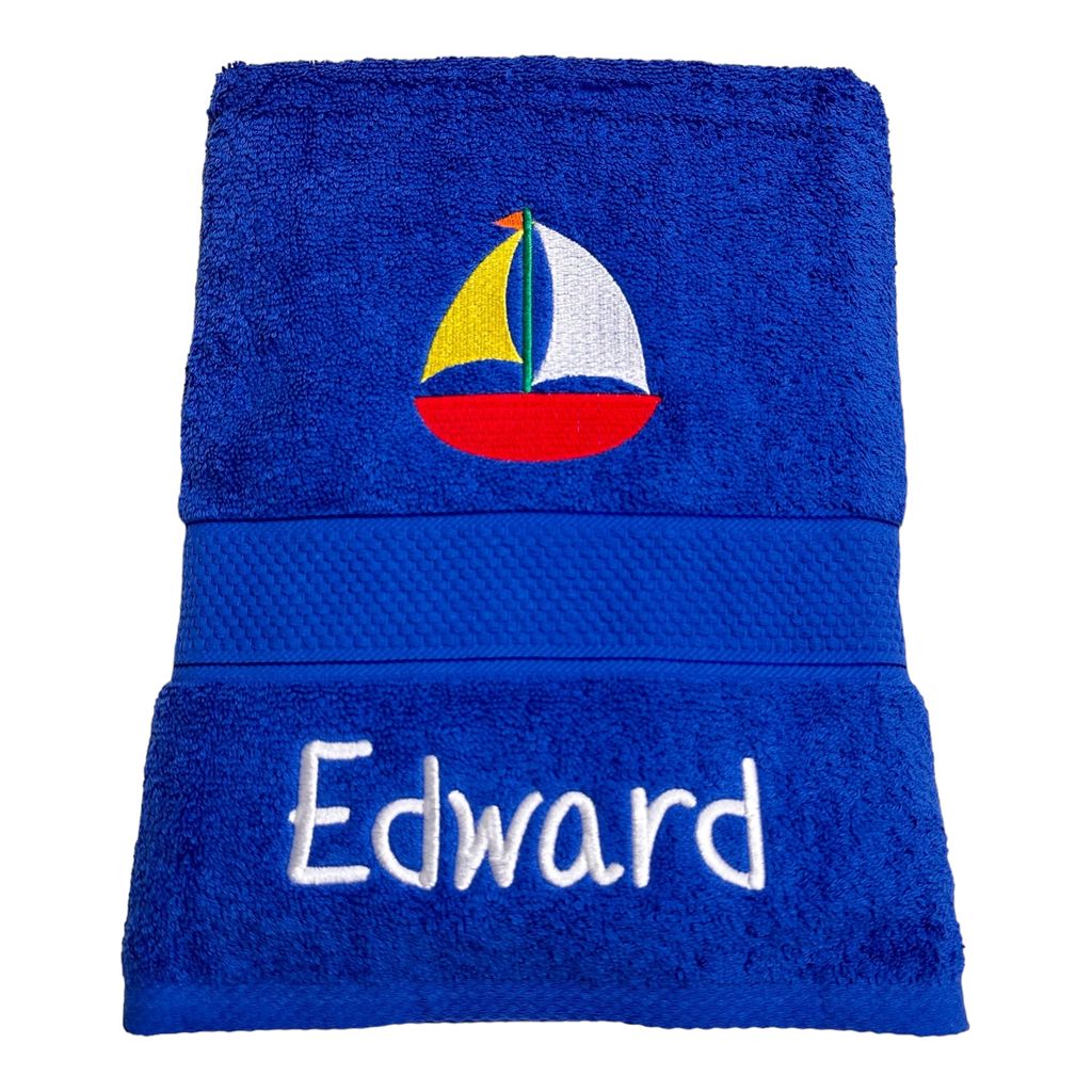 Embroidered Towel with SAILBOAT