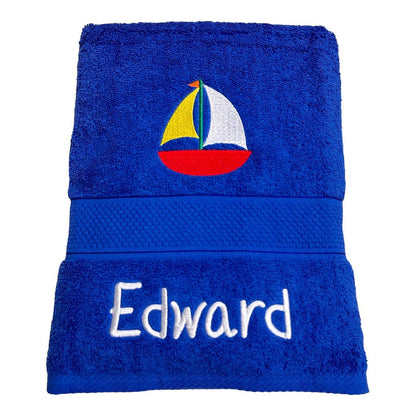 Embroidered Towel with SAILBOAT