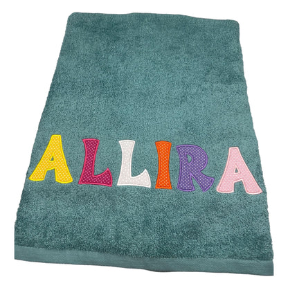 Embroidered Towel with Name Applique